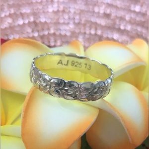 Hawaiian Flower Ring 5mm Silver 925 Size 13